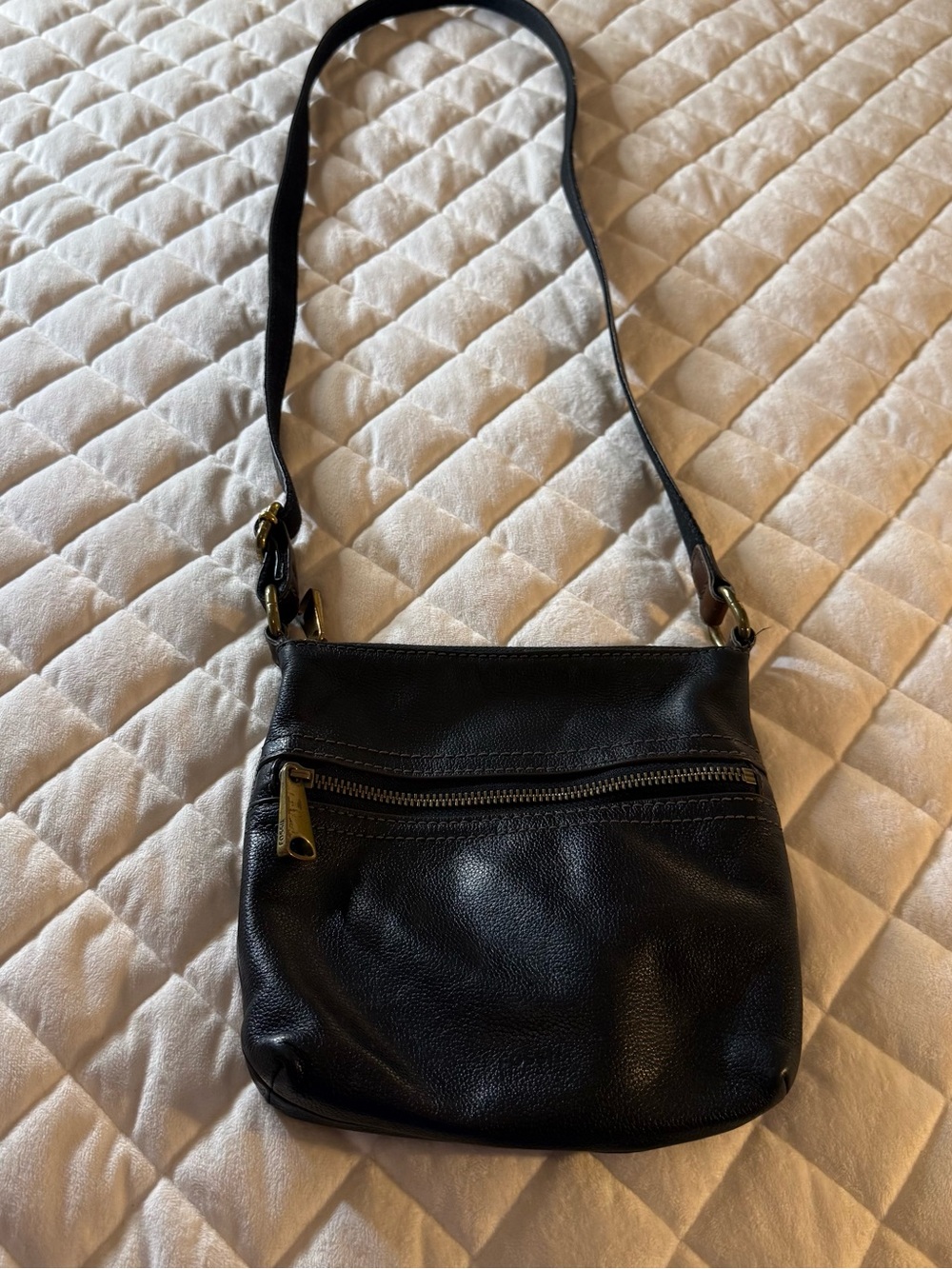 Fossil Vintage Voyager Black Leather Small Crossbody Bag